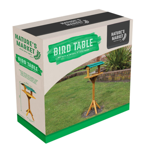 Traditional wooden bird table