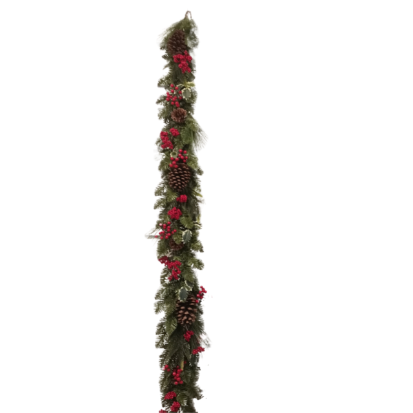 180cm Garland with Pinecones and Red Berries